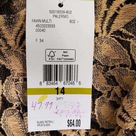 Evan Picone Womens Tank Top Size 14 Mesh Sheer Round Neck Sleeveless Career Tan - Picture 8 of 11